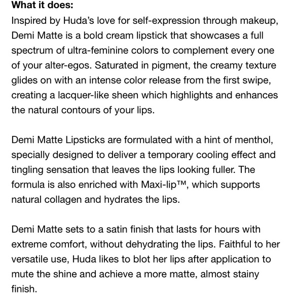 HUDA BEAUTY
Demi Matte Cream Liquid Lipstick - Picture 9 of 10